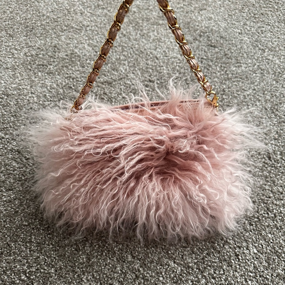 Luxurious Pink Faux Fur Handbag